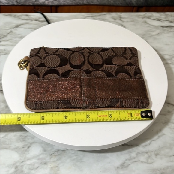 Coach Legacy Signature Wristlet Wallet Clutch with After Market Chain Brown - Picture 14 of 16